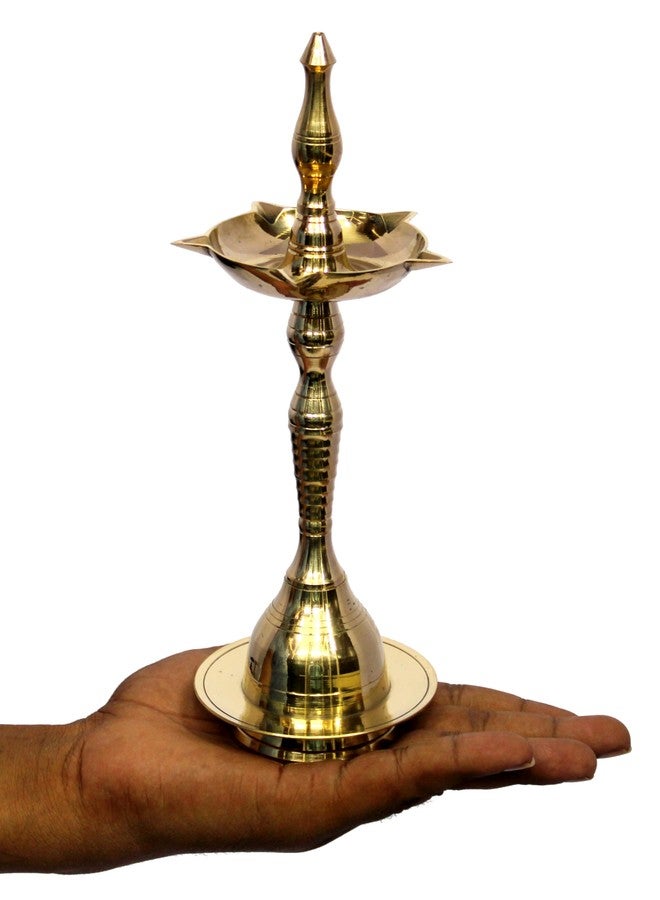 إسبلانيد eSplanade نحاس كيرالا ديا لبوجا - 5 فتيل Kutthu Vilakku Samai Diya لديكورات Puja Diwali، ديكور المعبد - 9 بوصة - Image 5